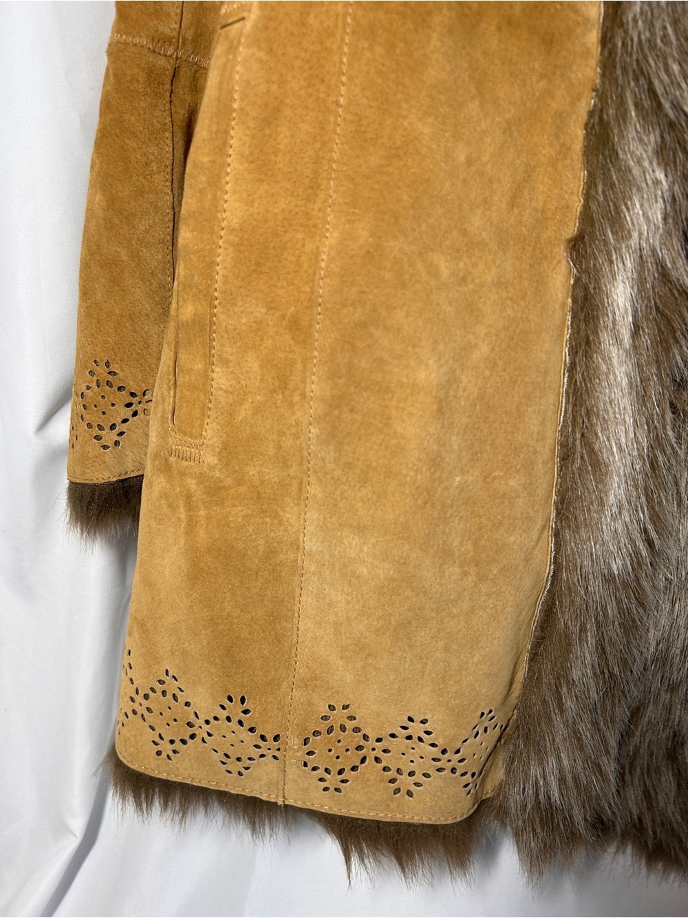Vintage db studio suede coat with vegan fur hippie bohemian penny lane coat vtg - Picture 4 of 14